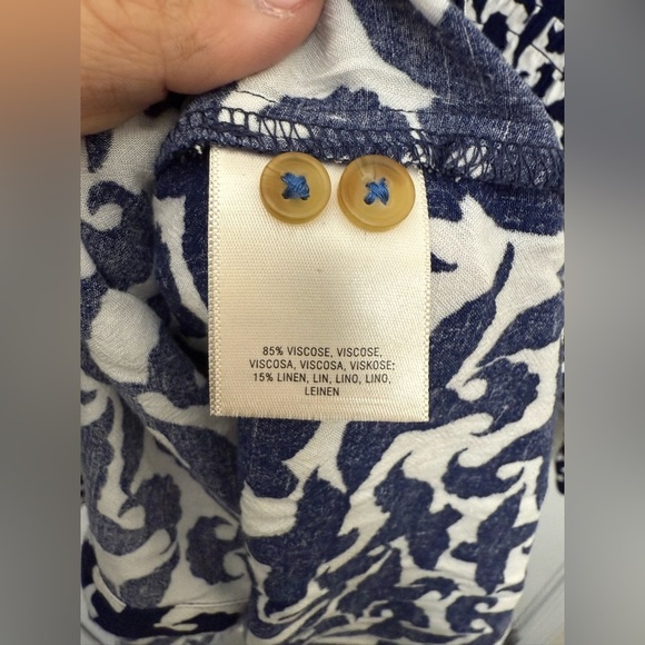 Women’s Anthropologie Blue Paisley Long Sleeve Smocked Tunic Small Casual Fall - Picture 7 of 9